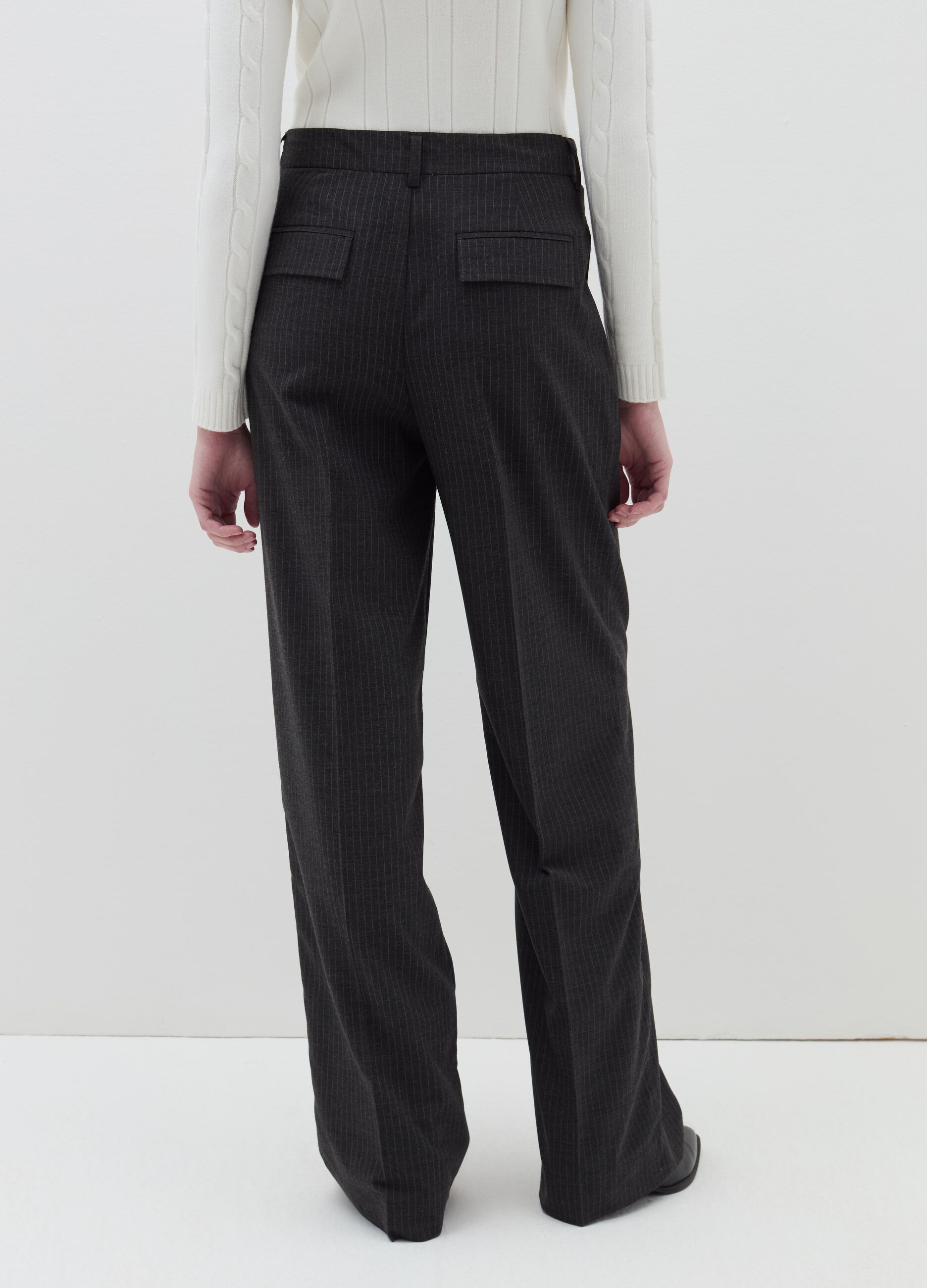 Pinstriped palazzo trousers