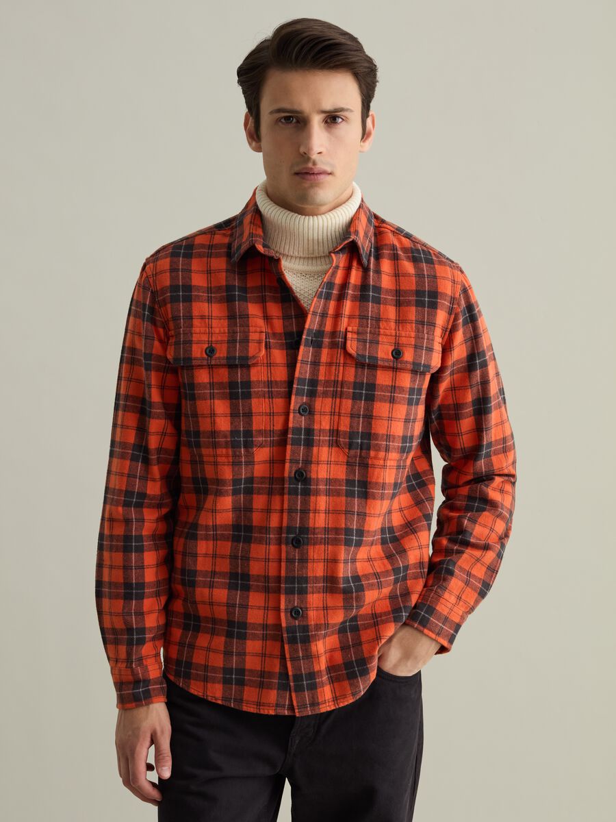 Check flannel shirt with pockets_1