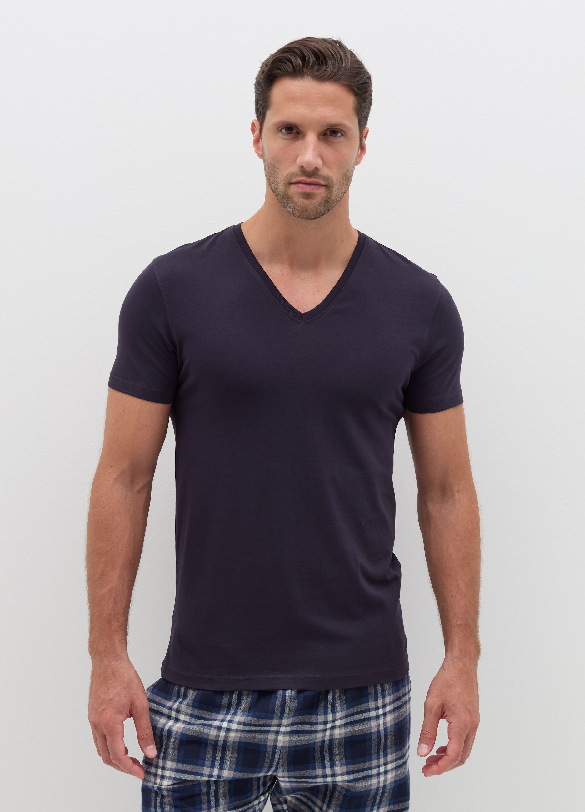 Bipack t-shirt intime in cotone Supima scollo a V