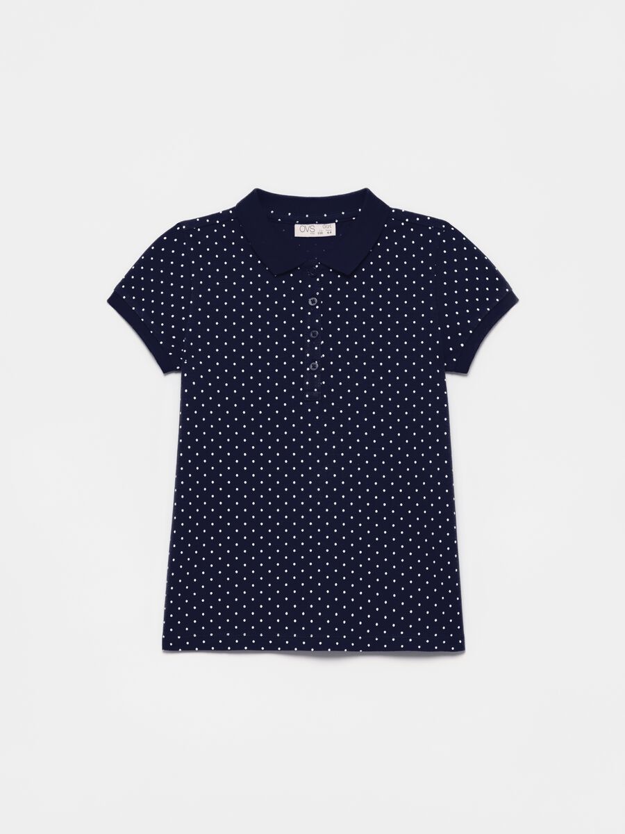 Polo shirt in polka dot piquet cotton_0