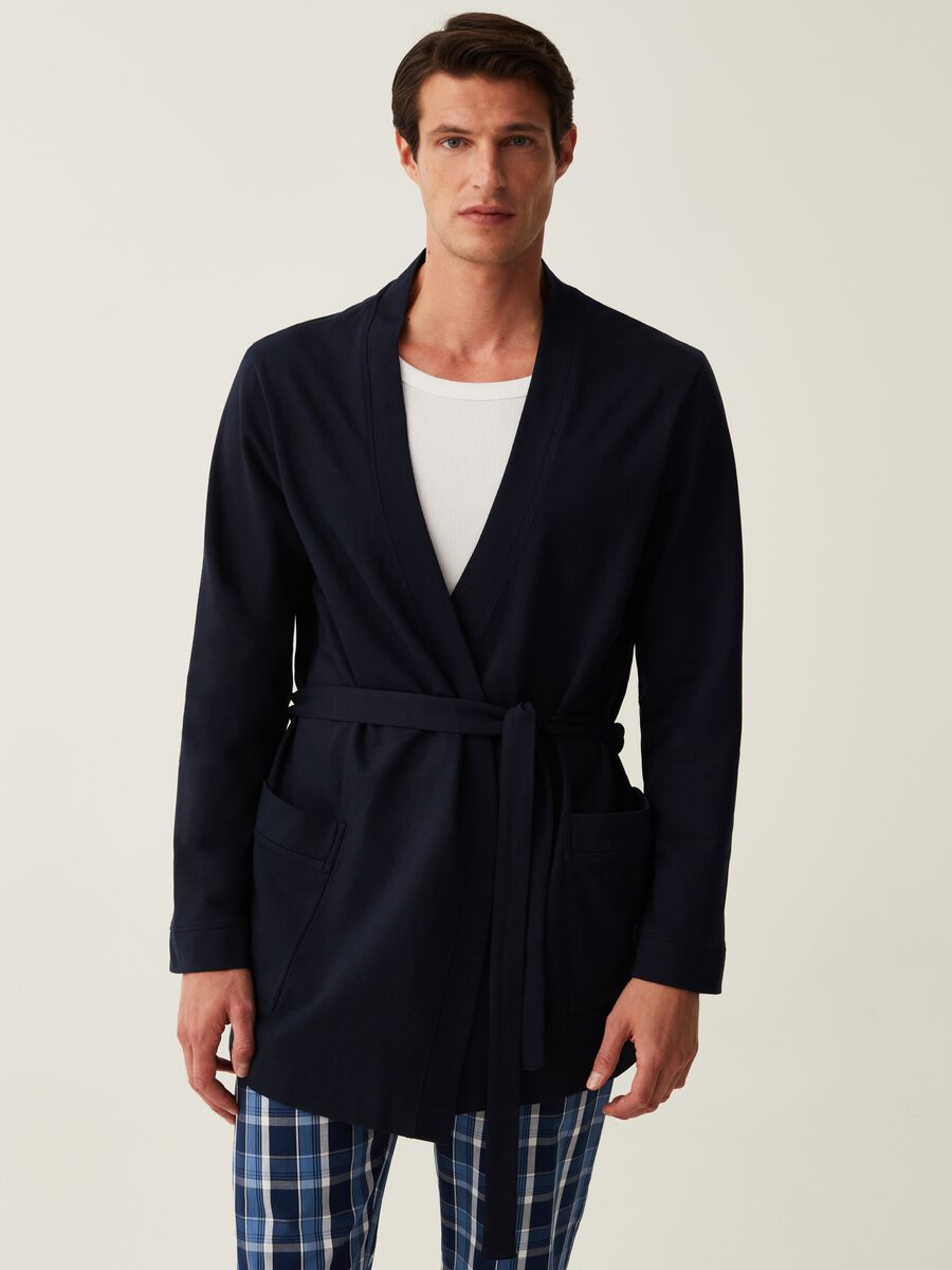 Short French terry robe_0