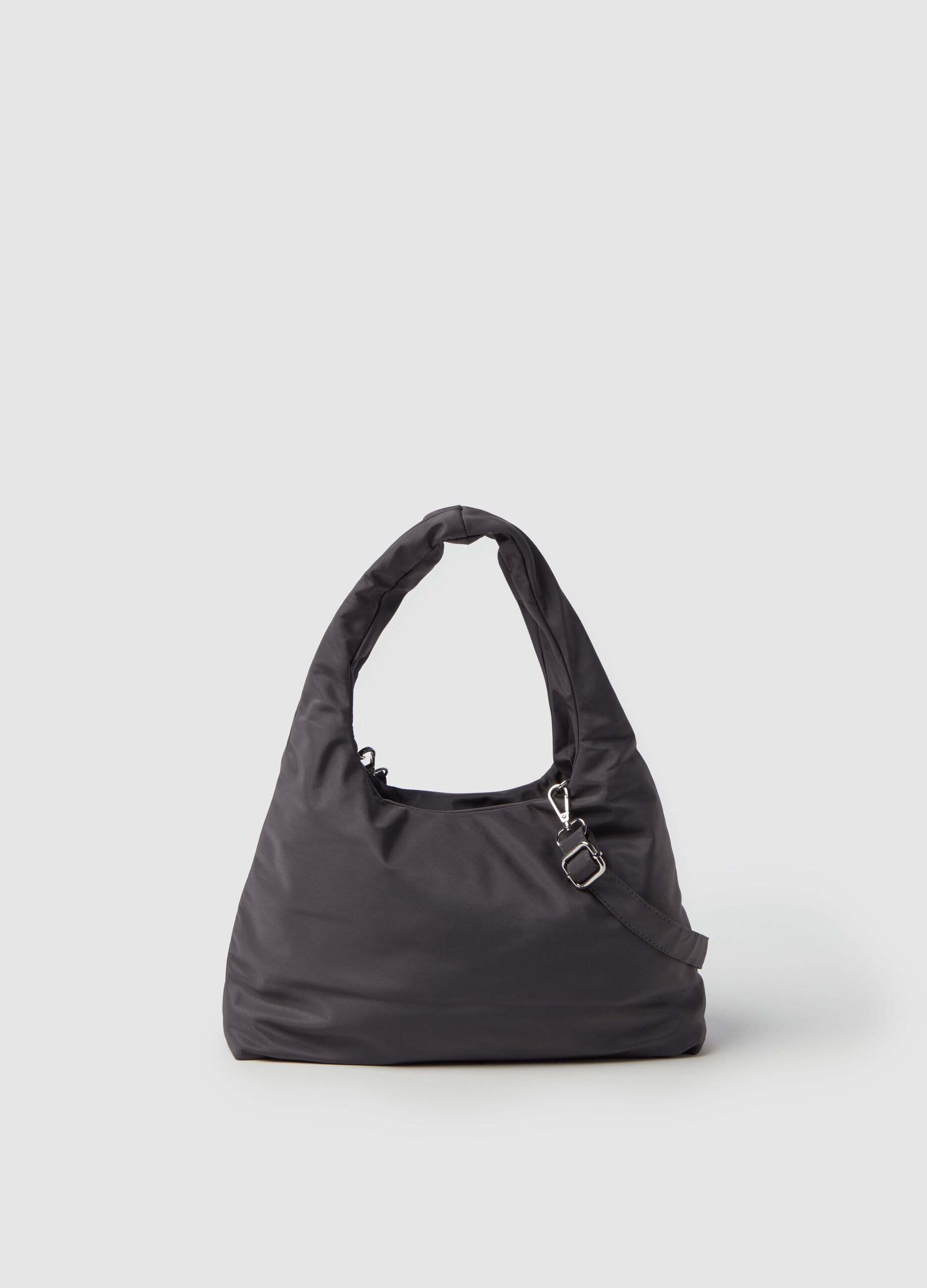 Nylon hobo bag with shoulder strap