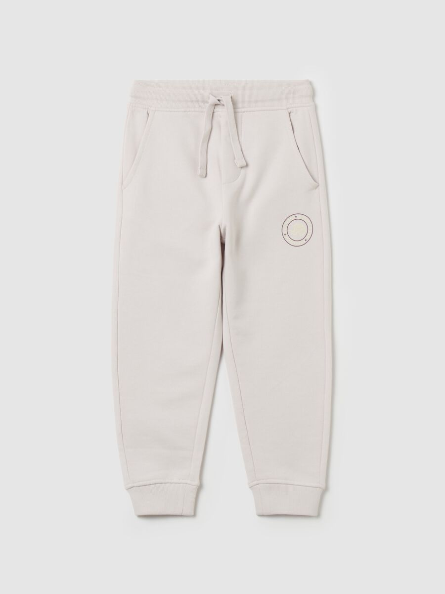 Fleece joggers with drawstring and print_0