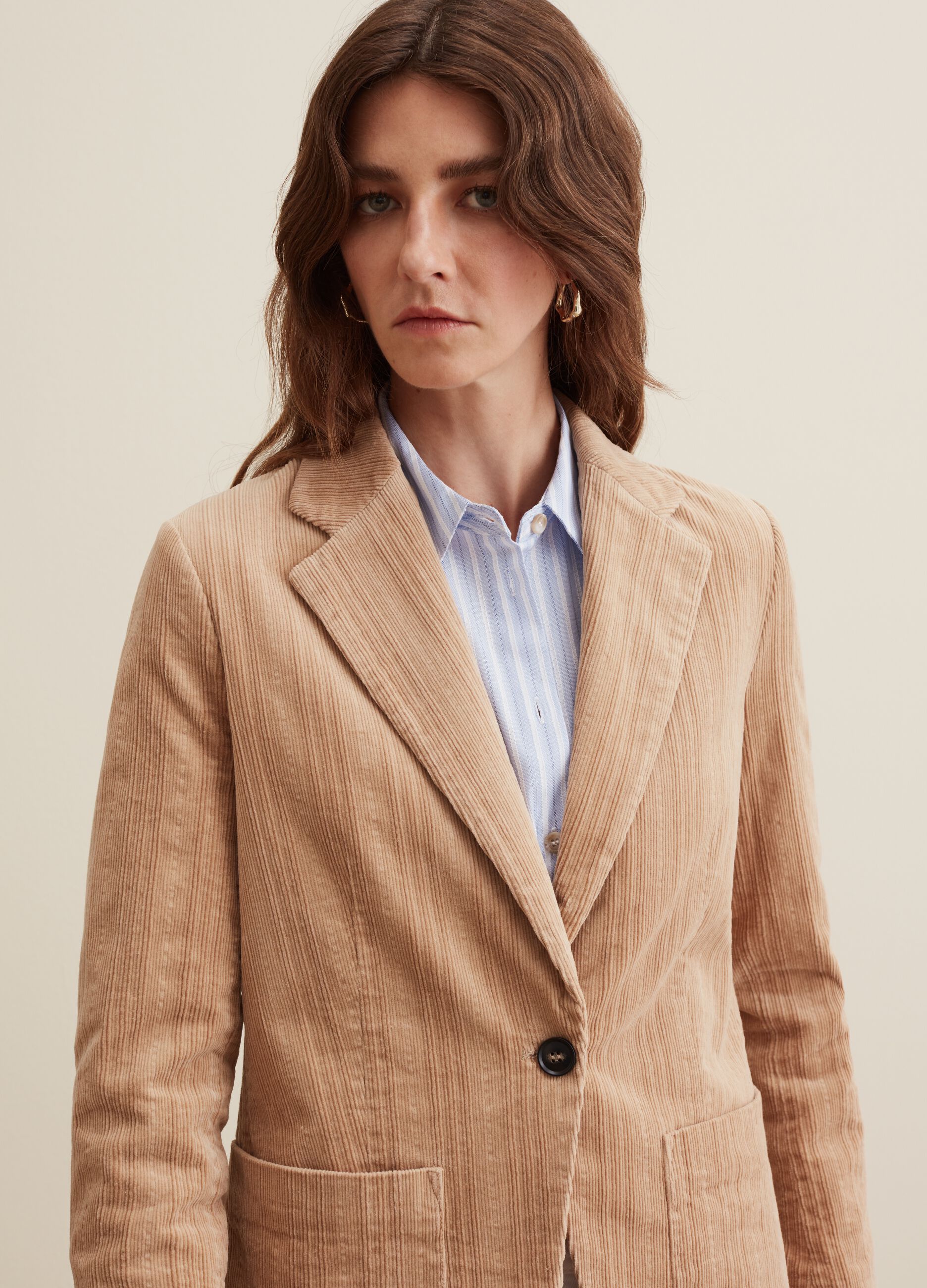 Single-breasted blazer in corduroy