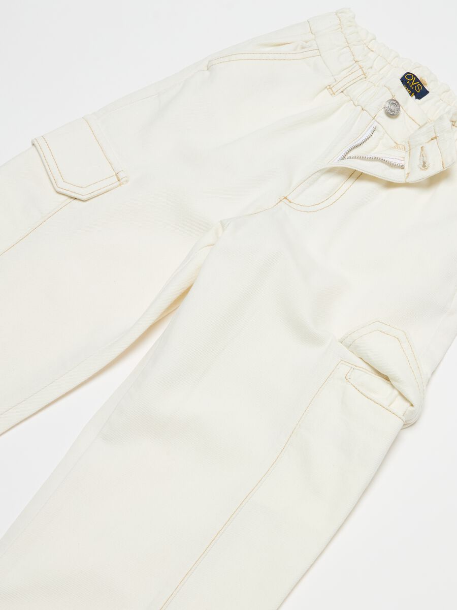 Paper bag cargo trousers in cotton_1