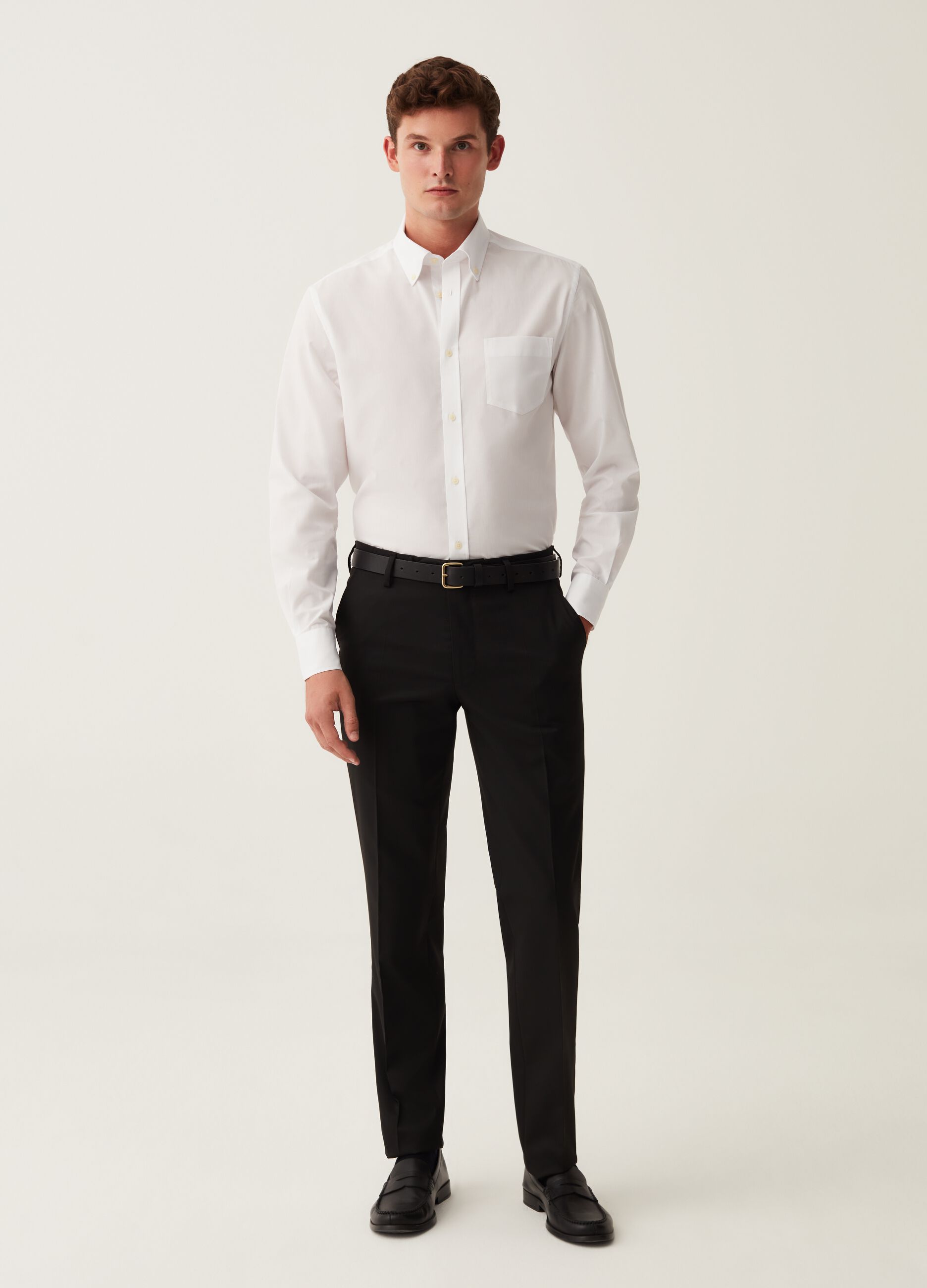 Black slim-fit trousers