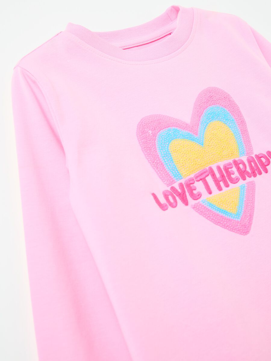 Long-sleeves T-shirt with sequinned heart_3