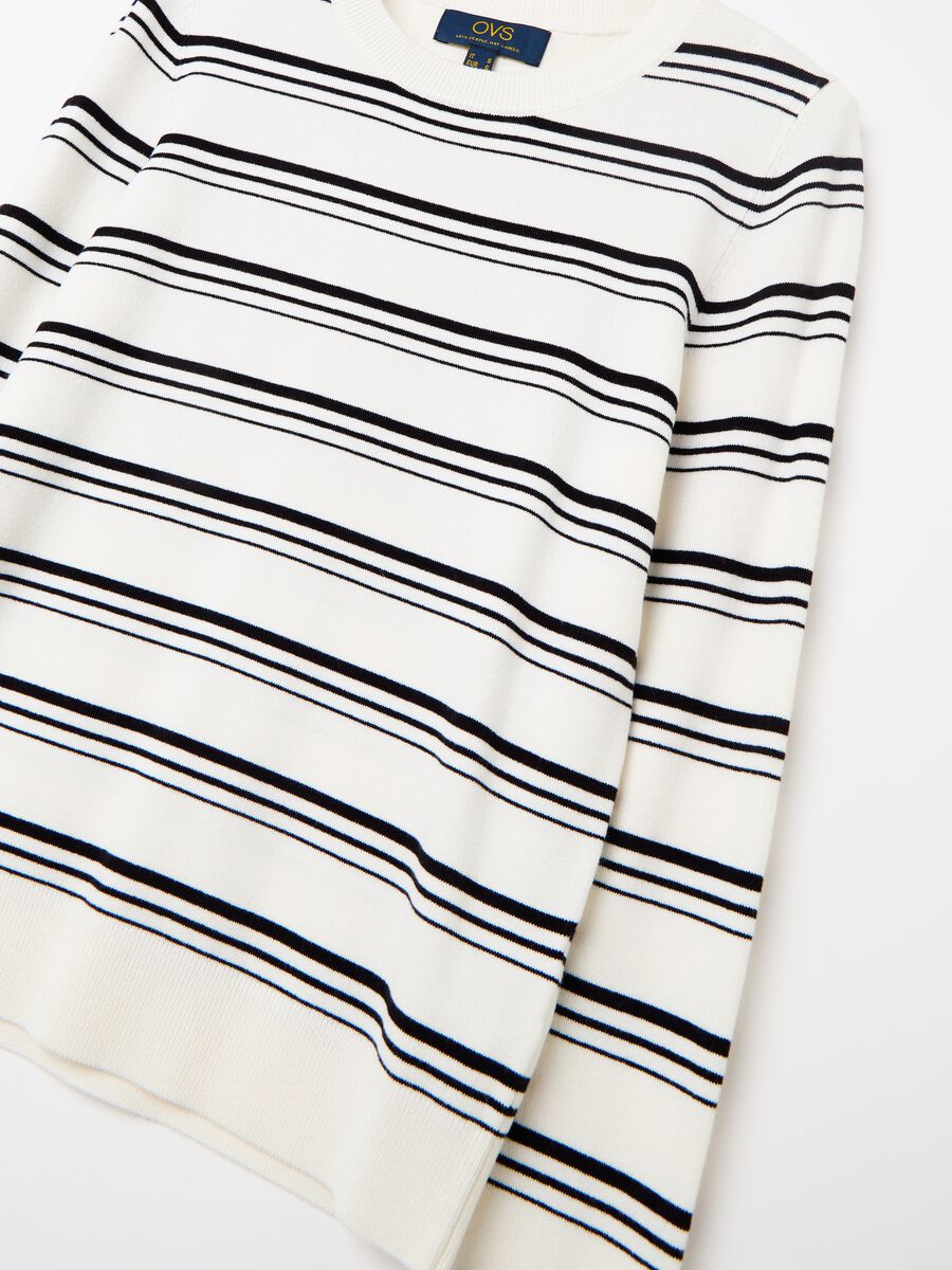 Long-sleeved striped knit shirt_5