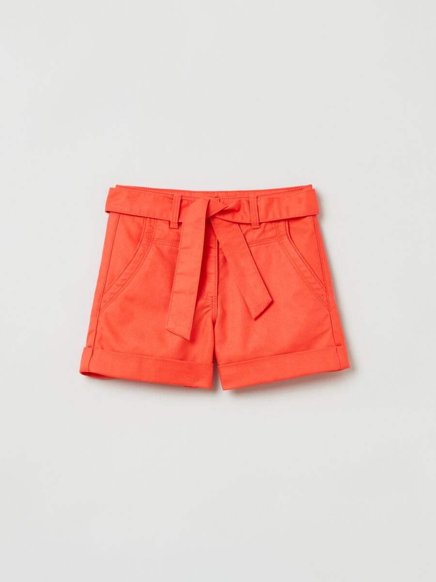 Shorts in cotton and Lyocell with belt_0