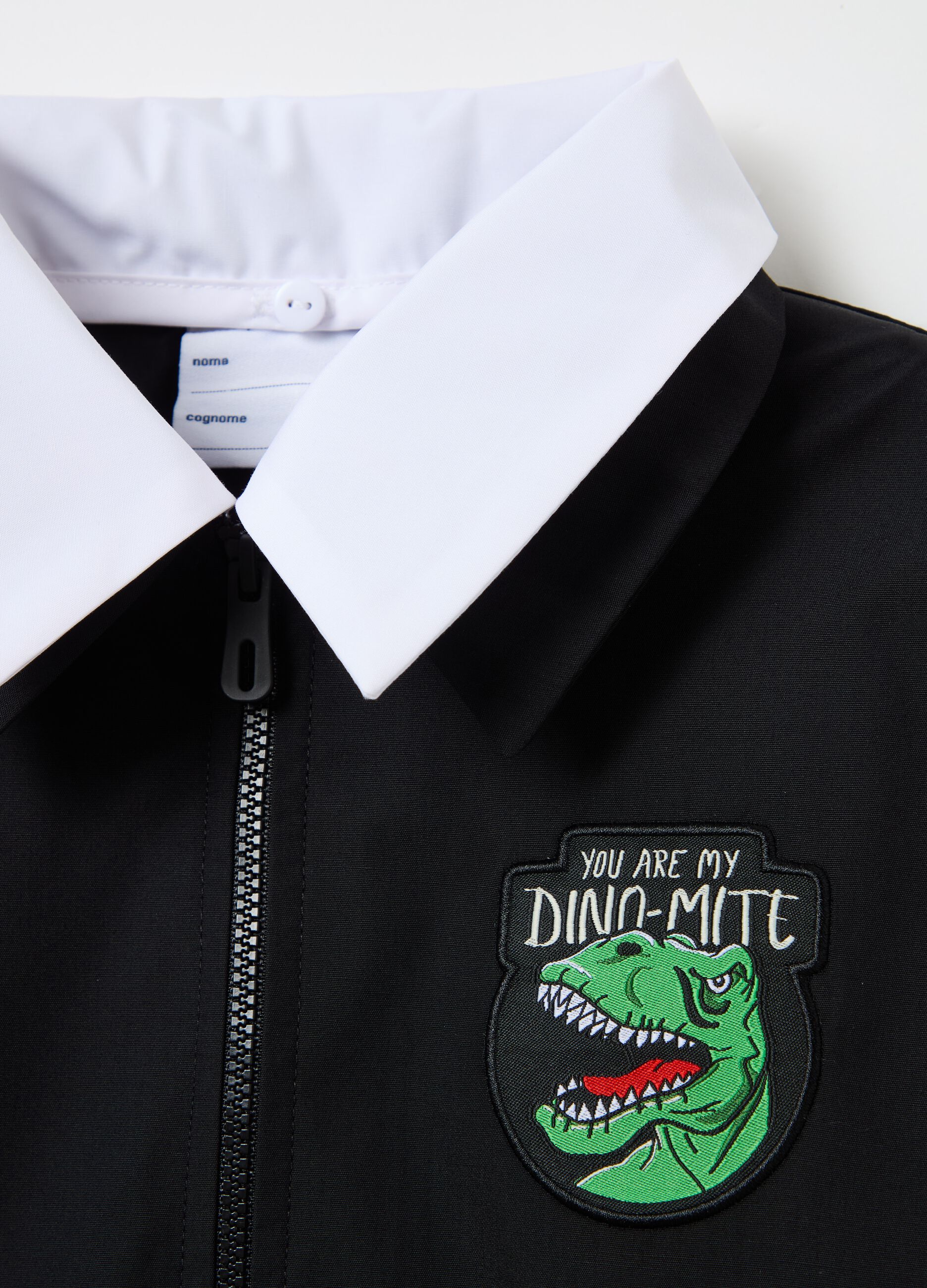 Smock with zip and dinosaur patch