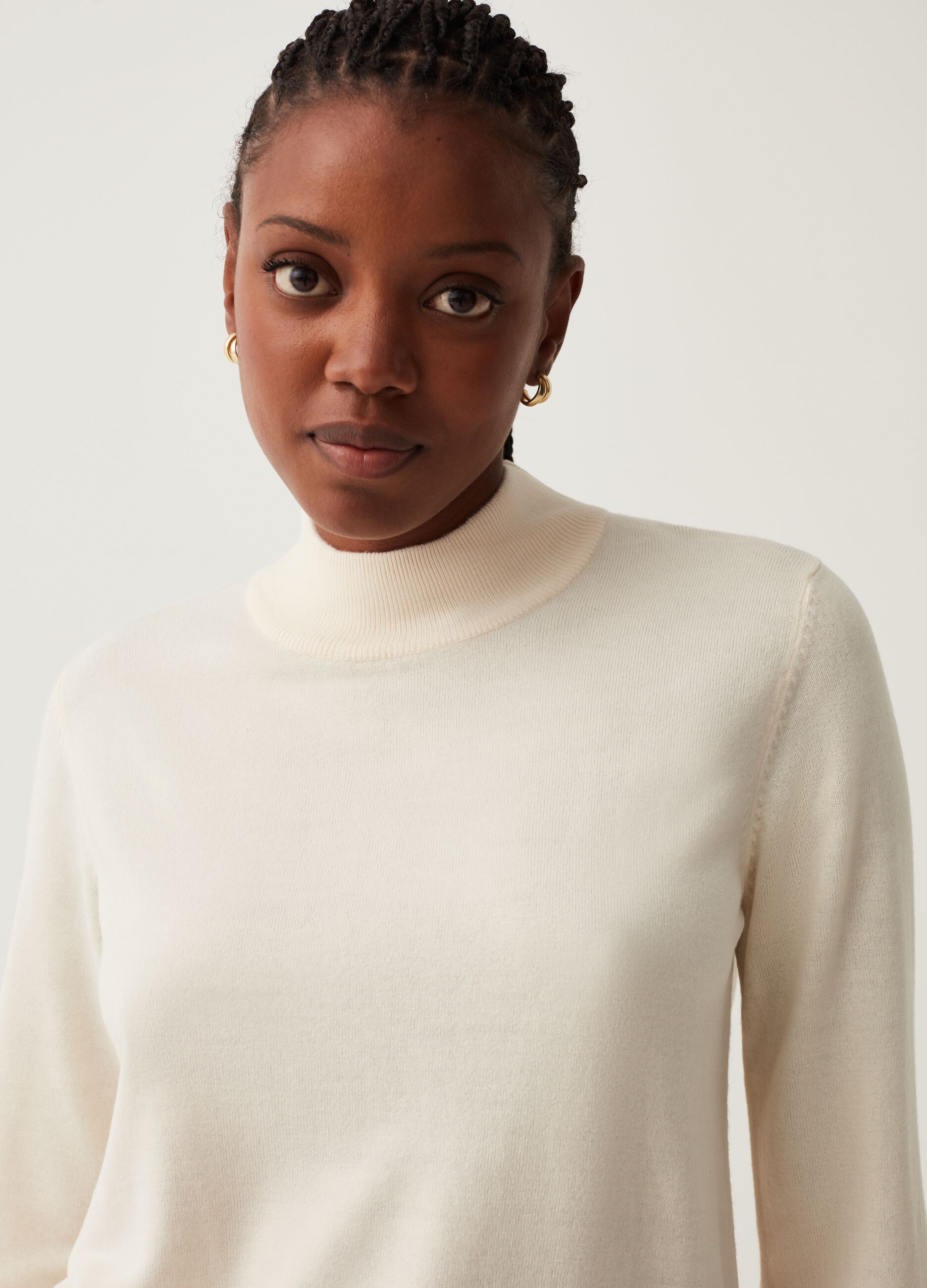 Pullover with mock neck