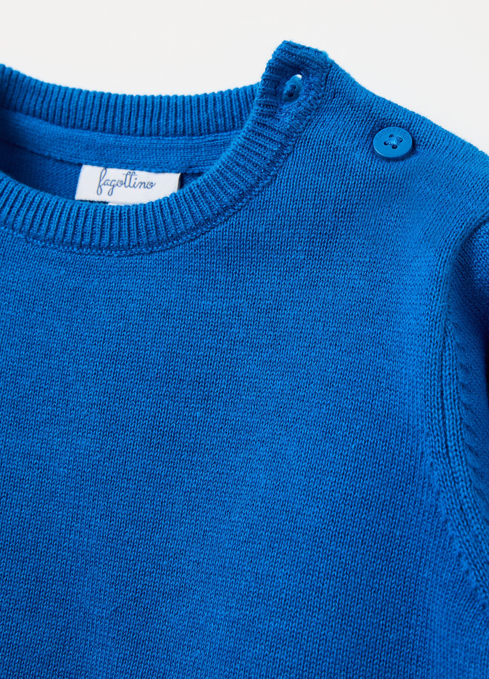 Solid colour cotton pullover