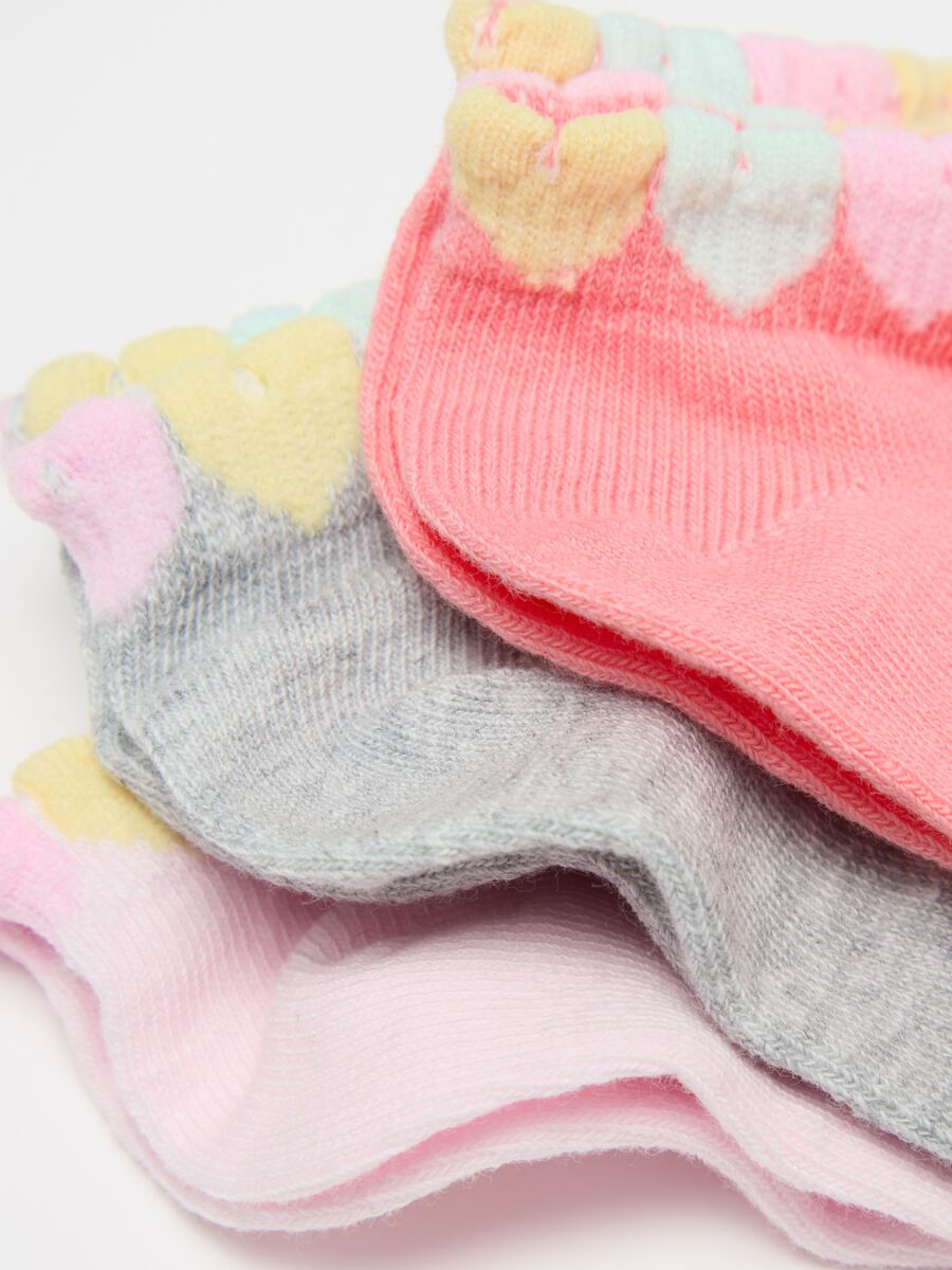 Five-pair pack short socks with small hearts design_1