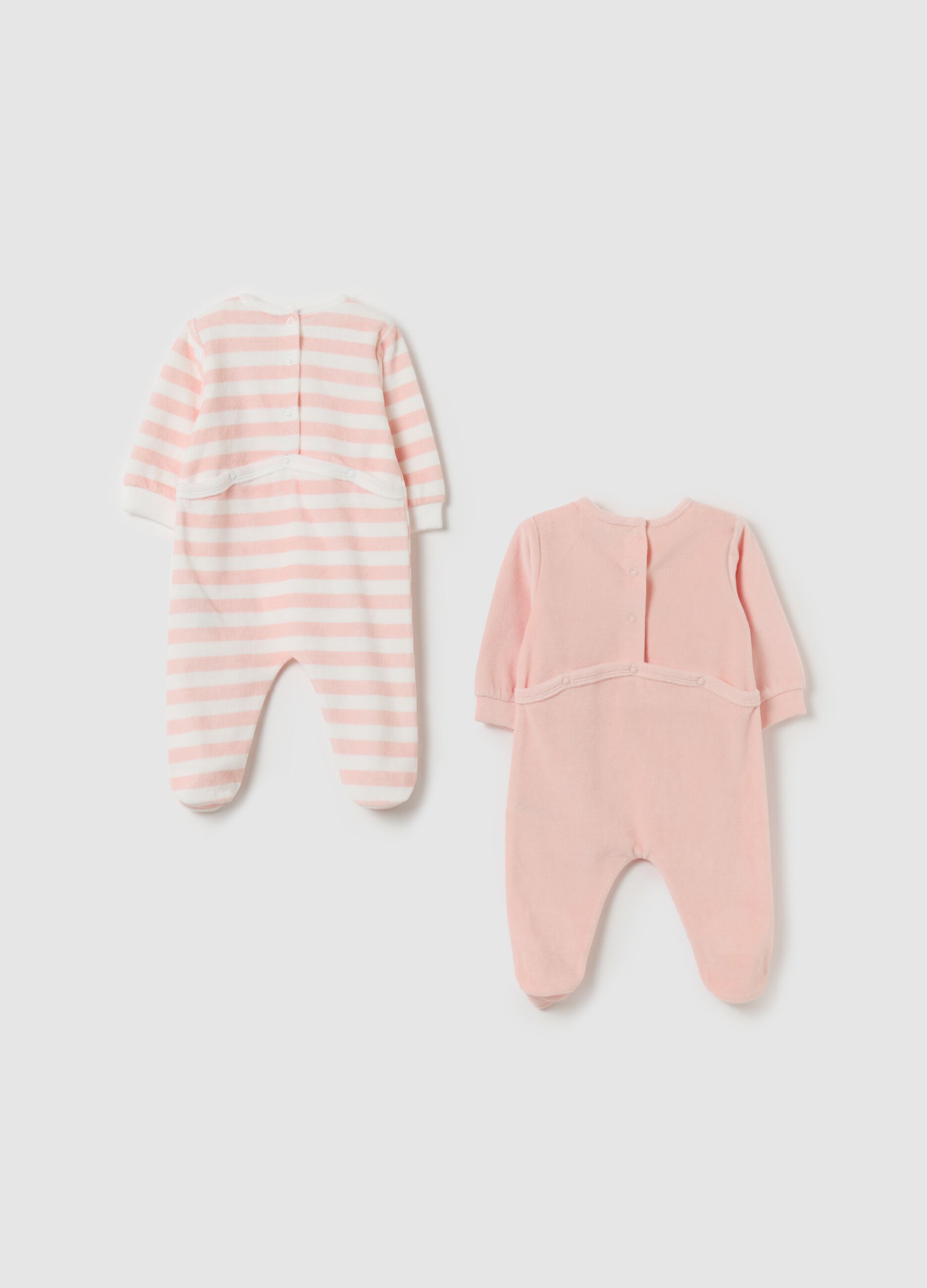 Two-pack velour onesies with feet