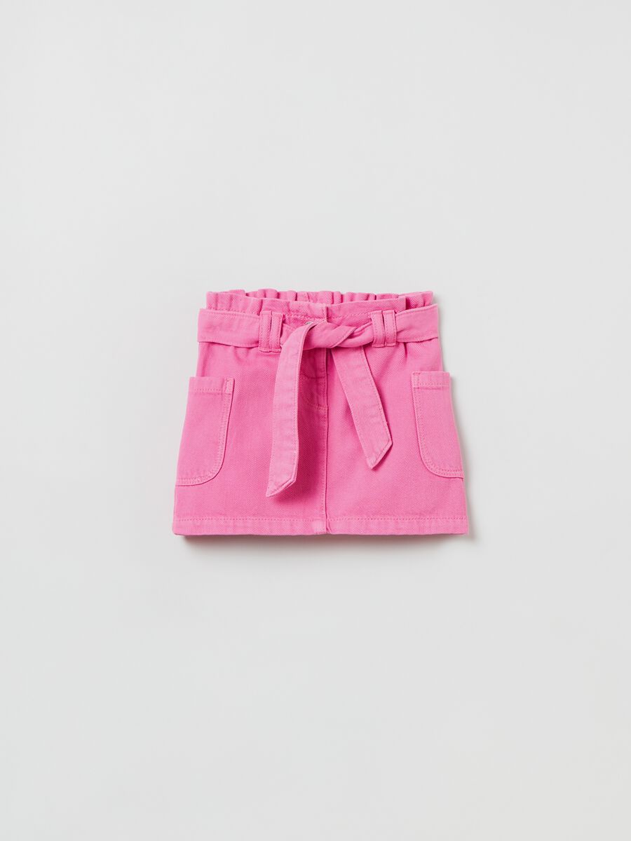 Denim skirt with belt and pockets_0