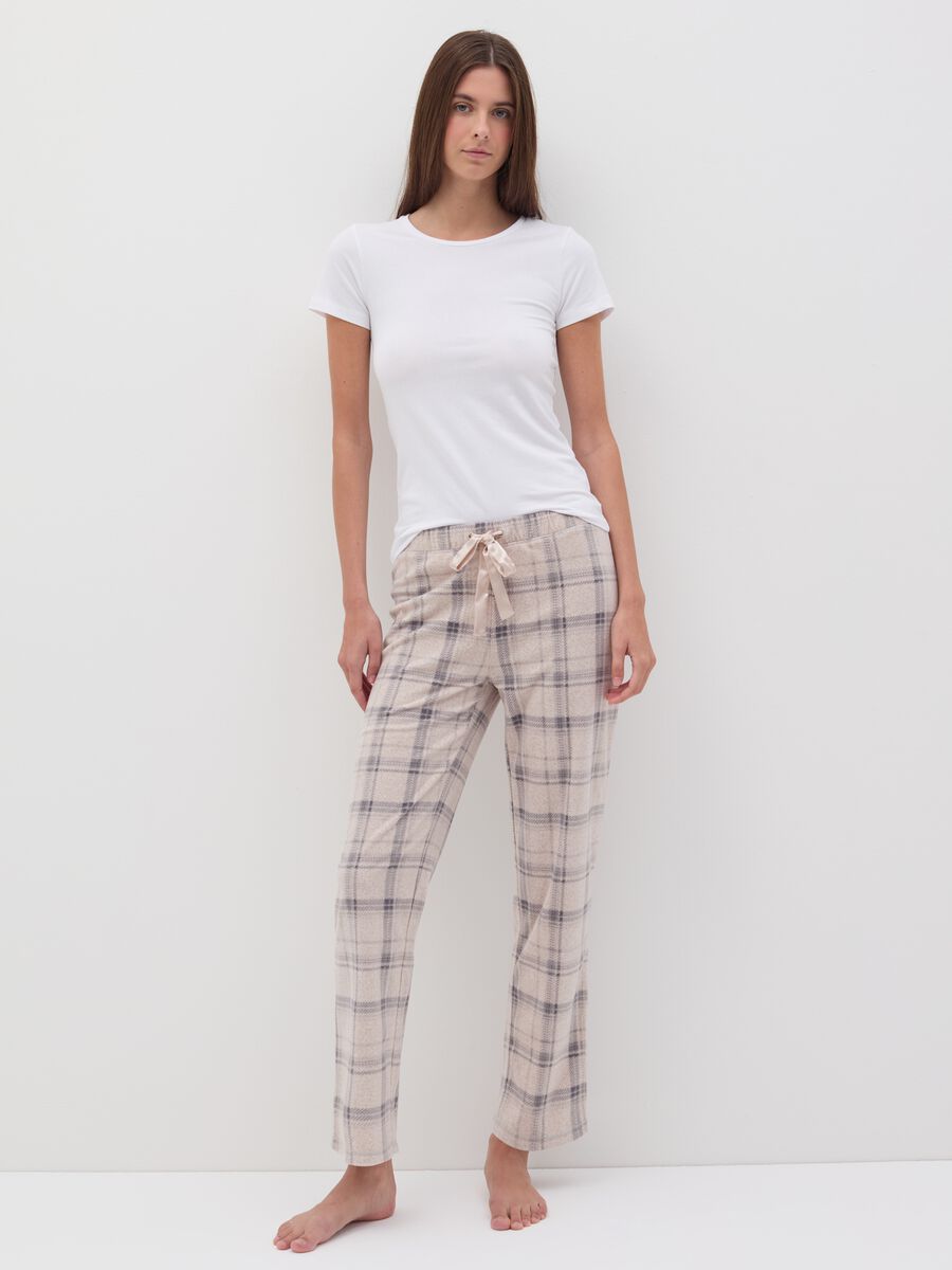 Fleece pyjama trousers with check pattern_0